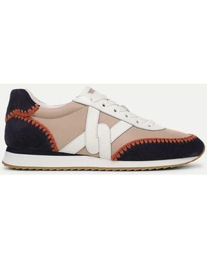 Veronica Beard Penrose Whipstitch Sneaker Sand Navy - White