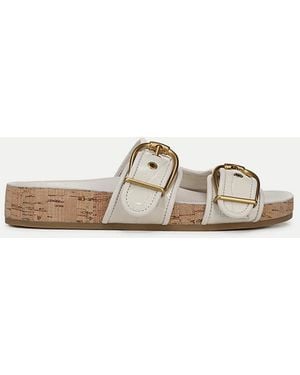 Veronica Beard Prue Croc-embossed Buckle Sandal - White