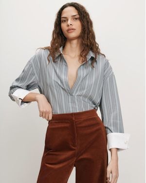 Veronica Beard Draymond Striped Shirt - Gray
