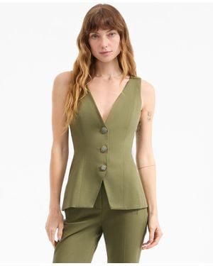 Veronica Beard Avalina Button-up Vest - Green