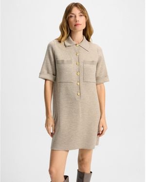 Veronica Beard Madden Merino Wool Mini Shirtdress - Natural