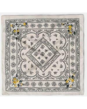 Veronica Beard Embroidered Bandana Ecru Navy - White