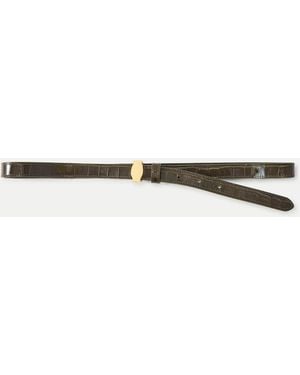 Veronica Beard Dash Croc-embossed Belt - Natural