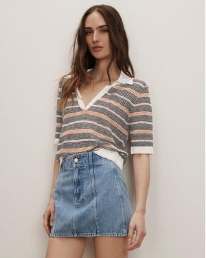 Veronica Beard Issa Knit Polo - Blue