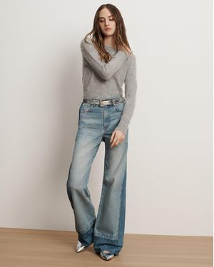 Veronica Beard Taylor Color-block Wide-leg Jean - Blue