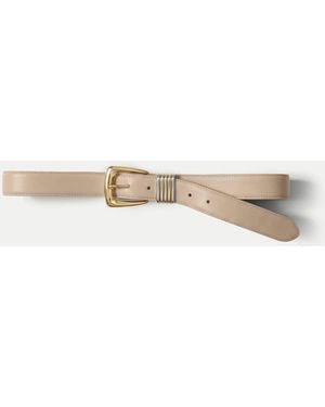 Veronica Beard Arch Leather Belt - Natural