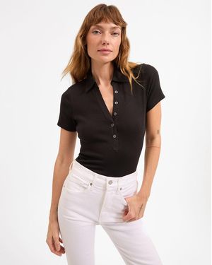 Veronica Beard Kearney Button-down Tee - Black