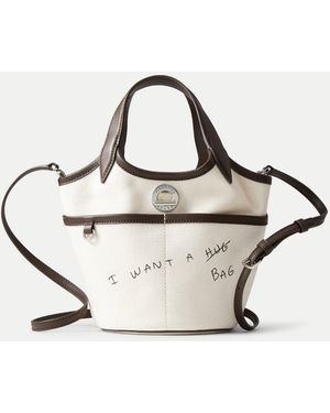 Veronica Beard Canvas Printed Anchor Bag Espresso Ecru - Natural