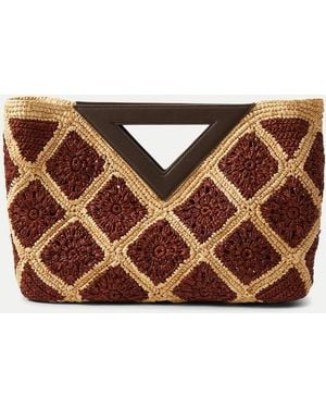 Veronica Beard Raffia Vesper Clutch - Brown