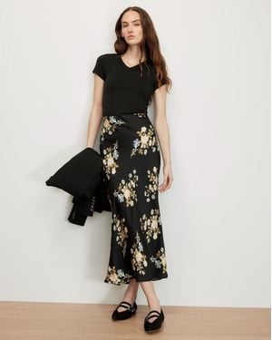 Veronica Beard Clover Floral Midi Skirt - Black