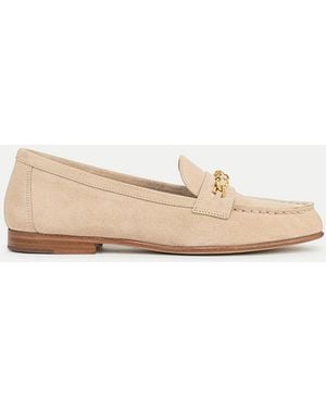 Veronica Beard Penny Suede Chain-link Loafer - Natural