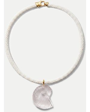 Veronica Beard Nautilus Shell Beaded Necklace - White