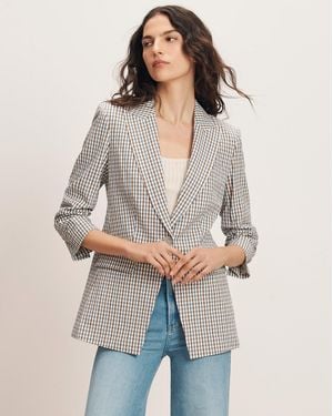 Veronica Beard Clayton Gingham Dickey Jacket - Natural
