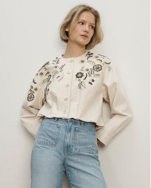 Veronica Beard Emeren Embroidered Jacket - Natural