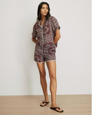 Veronica Beard Tennison Bandana Short Raisin Dove White - Multicolor