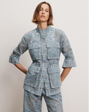Veronica Beard Lane Burnout Denim Jacket - Blue