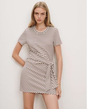 Veronica Beard Elvaris Wrap Mini Dress Dove White Raisin
