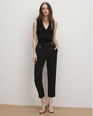Veronica Beard Renzo Crest Button Pant Black Silver