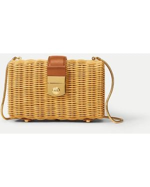 Veronica Beard Lock Box Clutch Natural Wicker Hazelwood