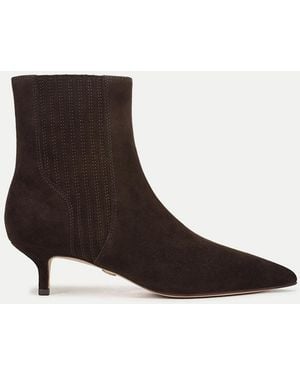 Veronica Beard Lisa Suede Mid-Heel Bootie - Brown