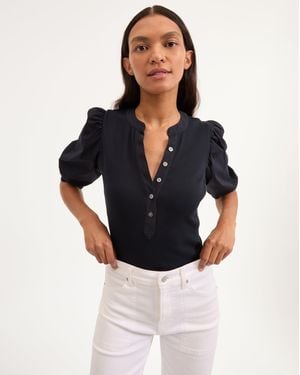 Veronica Beard Coralee Puff-sleeve Top - Blue