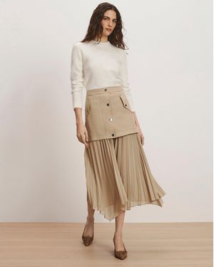 Veronica Beard Patricka Layered Midi Skirt - Natural