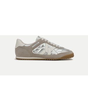 Veronica Beard Natalia Suede Sneaker Silver Gray - White