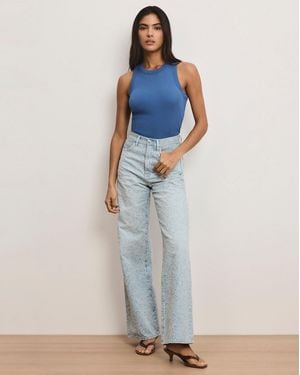 Veronica Beard Taylor Embroidered Wide-leg Jean - Blue