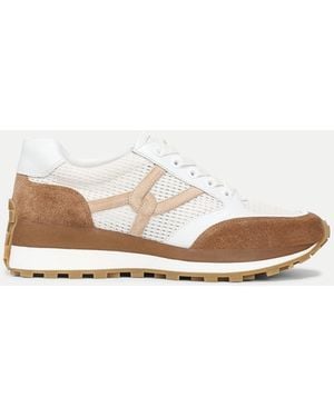 Veronica Beard Valentina Suede Sneaker Chestnut Lily - White