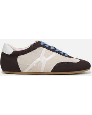 Veronica Beard Riviera Knit Sneaker Espresso Ecru - White