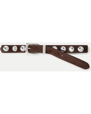 Veronica Beard Arch Suede Studded Belt - Natural