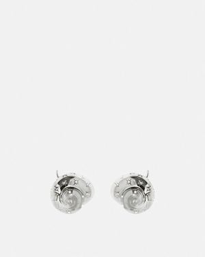Versace Pendientes Icons De La Mer Con Cristales - Blanco