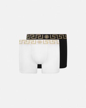 Versace Lot De Deux Boxers Adhérents Longs Greca - Multicolour