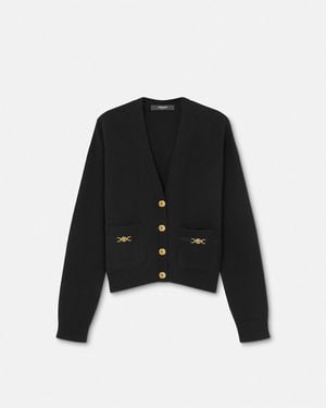 Versace Cashmere-blend Knit Boxy Cardigan - Black