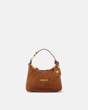 Versace Bolso Tag Hobo De Ante - Marrón