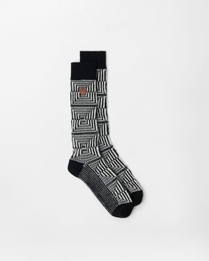Versace Embroidered-Logo Jacquard Wool Socks - White