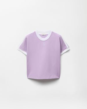 Versace Camiseta De Punto Elástico De Algodón Con Logotipo Bordado - Morado