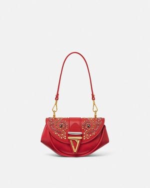 Versace Borsa A Spalla Piccola Con Borchie Virtus - Rosso