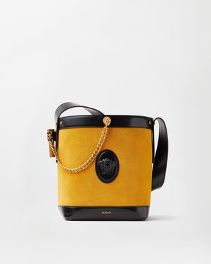Versace Pivot Small Suede Bucket Bag - Orange