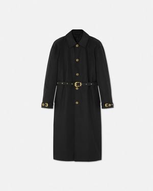Versace Wild Cats Gabardine Trench Coat - Black