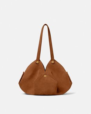 Versace Borsa A Spalla Scamosciata Protea - Marrone
