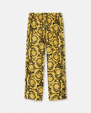 Versace Pantalón De Pijama De Seda Barocco - Amarillo