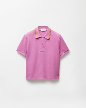 Versace Embroidered-Logo Cotton Piqué Polo - Pink