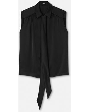 Versace Satin Lavallière Shirt - Black