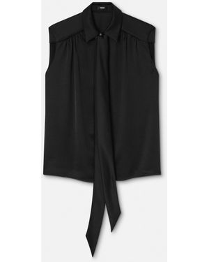 Versace Satin Lavallière Shirt - Black