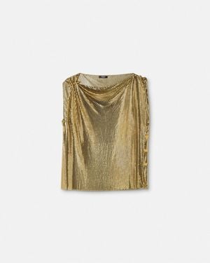 Versace Metallic Mesh Blouse - Green