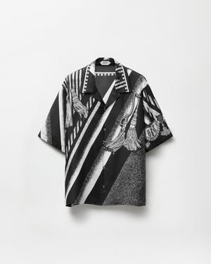 Versace Printed Silk Twill Shirt - Black