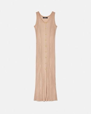 Versace Vanisé Rippstrick-Tank-Maxikleid - Weiß