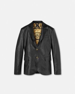 Versace Leather Blazer - Black