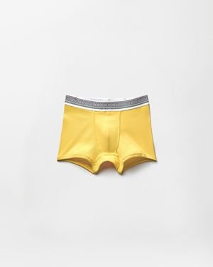 Versace Ribbed Cotton-Jersey Trunks - Yellow